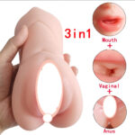 3-in-1 Half Body Masturbator for Men – Realistic Mouth, Vagina & Anus Openings, 7.4 inch Lifelike TPE Sex Doll, Easy to Clean Male Adult Toy - Image 2
